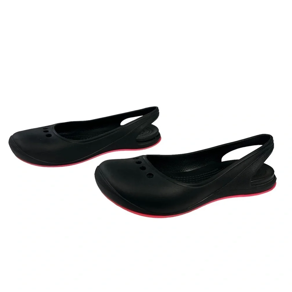 Crocs Tone Skylar Slingback Flats‎ Black Pink Womens Size 6